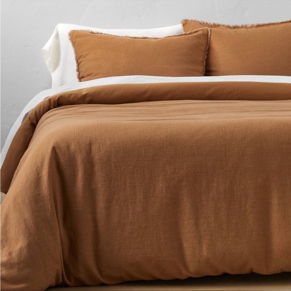 Full/Queen Heavyweight Linen Blend Duvet Cover & Sham Set Warm Brown - Casaluna - Picture 6 of 7